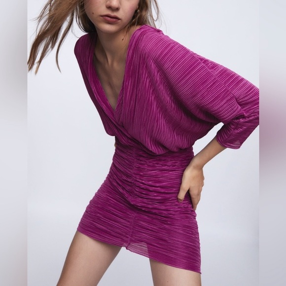 ZARA DRAPED MINI DRESS - Picture 5 of 6